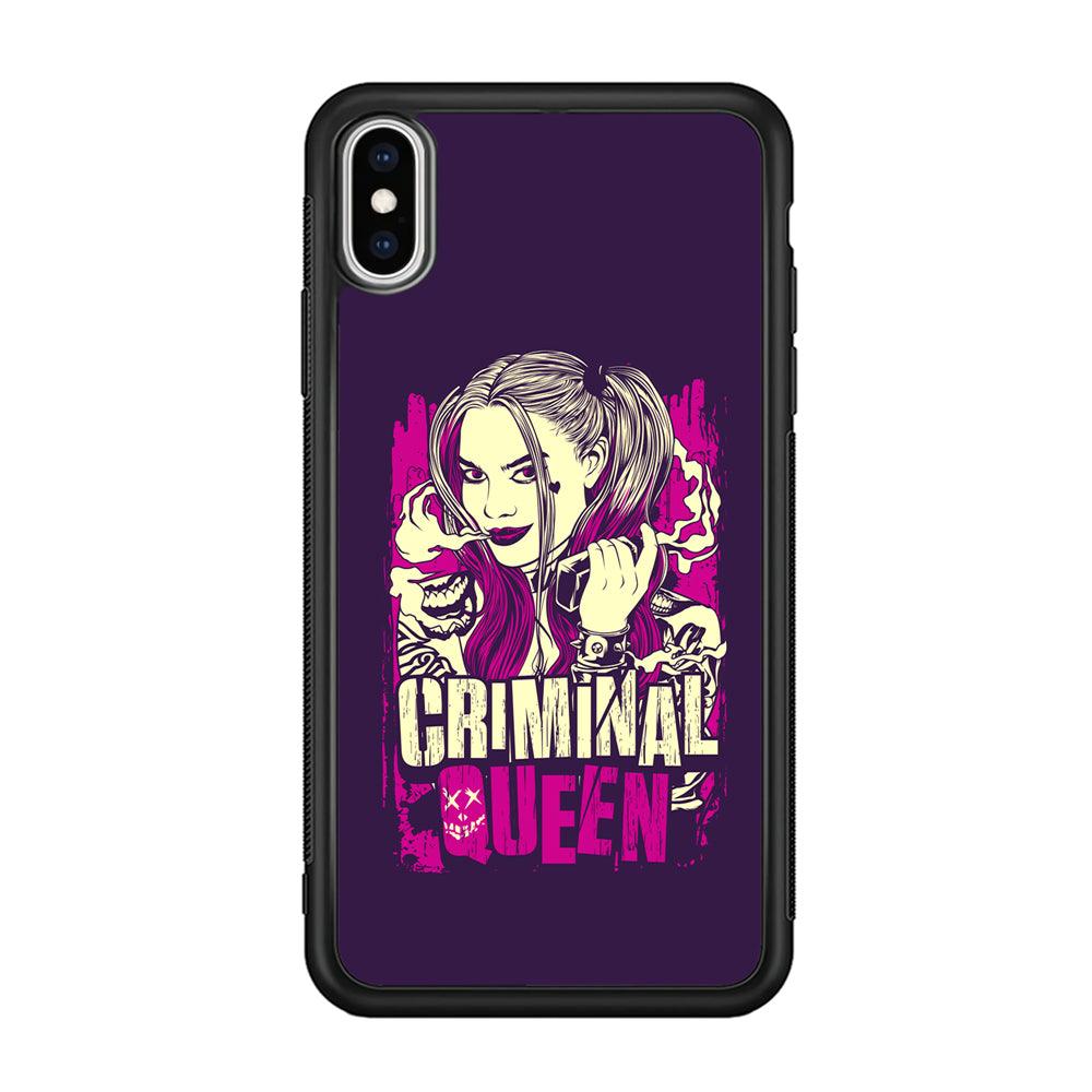 Harley Quinn The Criminal Queen iPhone XS Case-Rubber Black (2D Case)-Oxvistore