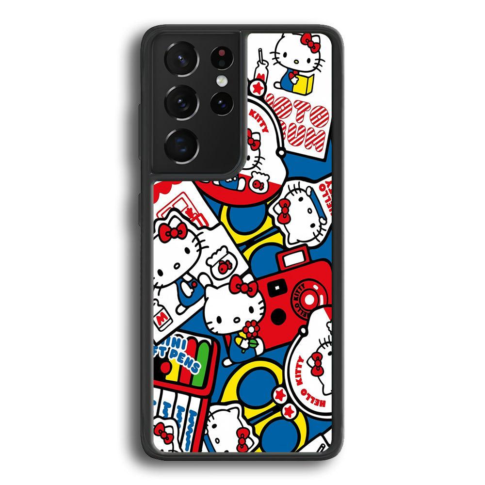 Hello Kitty All of My Hobby Samsung Galaxy S21 Ultra Case-Rubber Black (2D Case)-Oxvistore