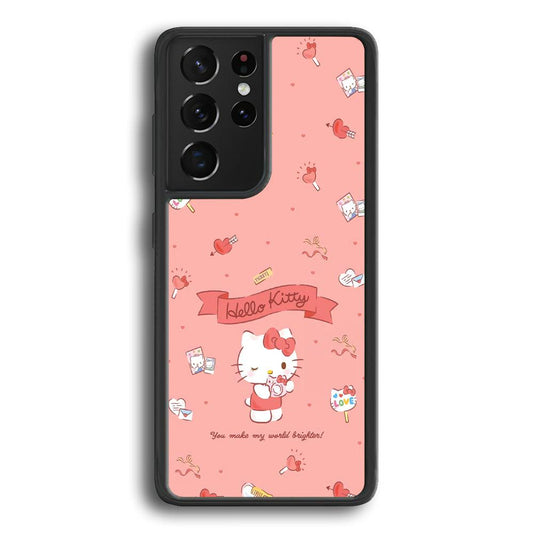 Hello Kitty Brightness of World Samsung Galaxy S24 Ultra Case-Rubber Black (2D Case)-Oxvistore