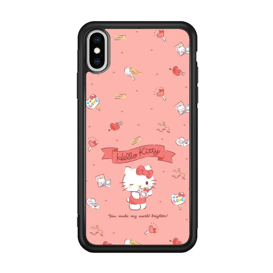 Hello Kitty Brightness of World iPhone XS Case-Rubber Black (2D Case)-Oxvistore