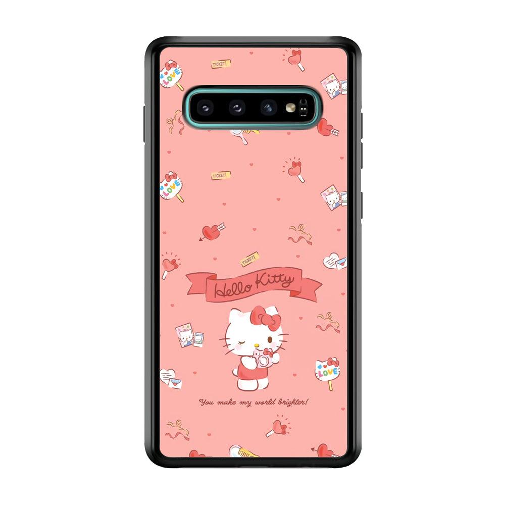 Hello Kitty Brightness of World Samsung Galaxy S10 Case-Rubber Black (2D Case)-Oxvistore
