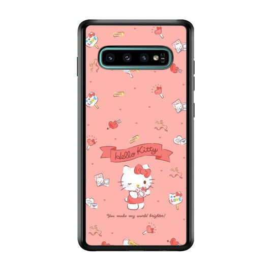 Hello Kitty Brightness of World Samsung Galaxy S10 Case-Rubber Black (2D Case)-Oxvistore