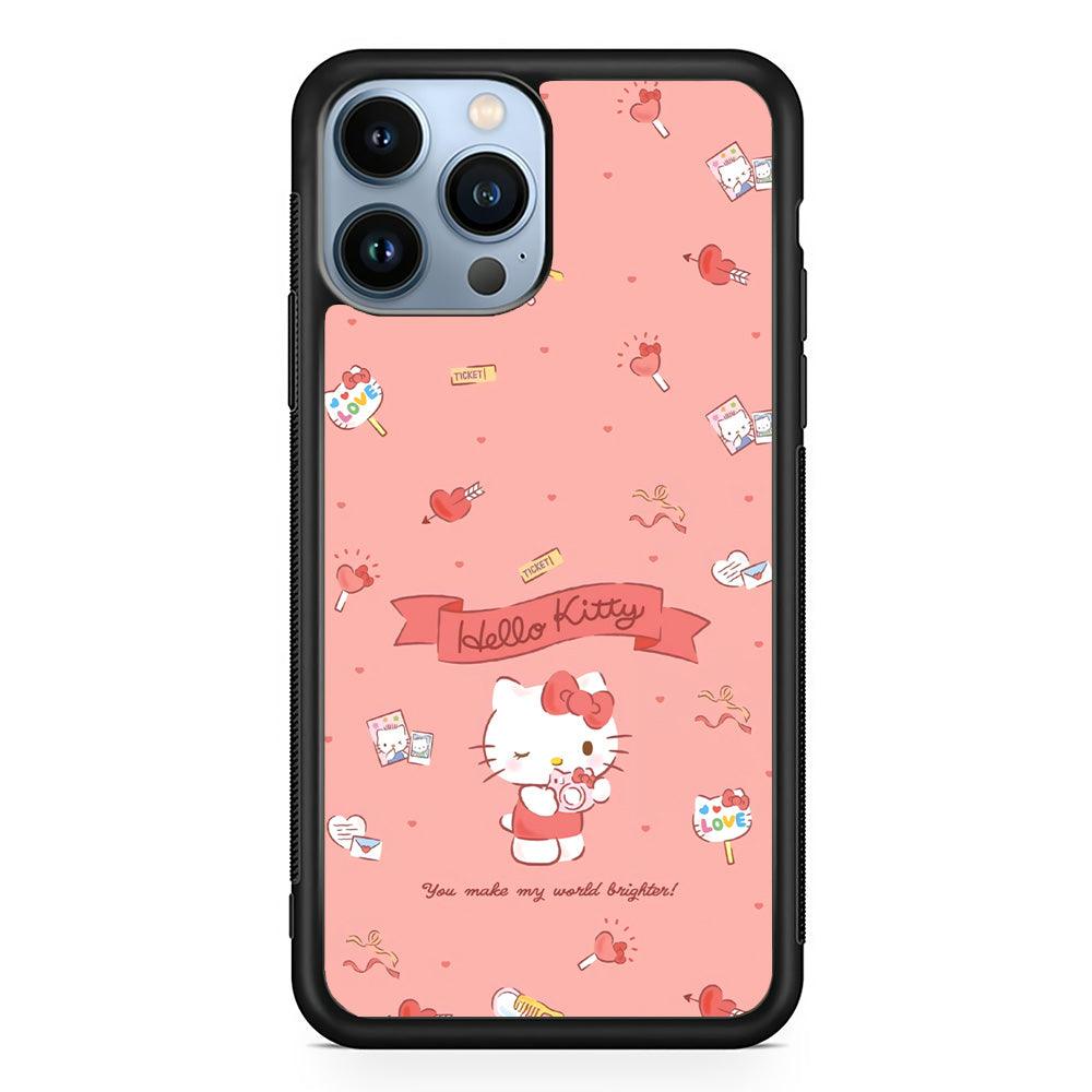 Hello Kitty Brightness of World iPhone 14 Pro Case-Rubber Black (2D Case)-Oxvistore