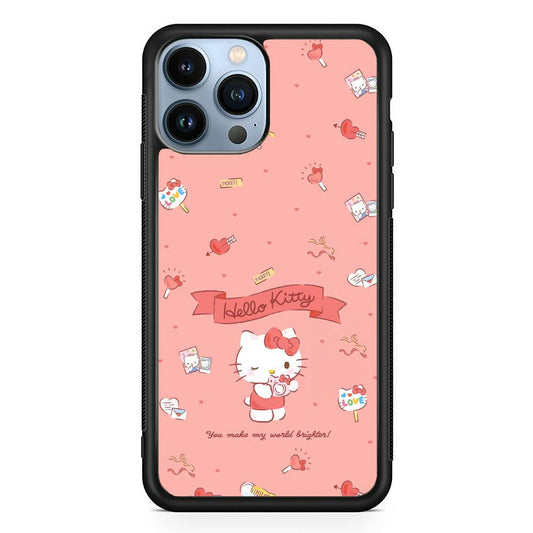 Hello Kitty Brightness of World iPhone 14 Pro Case-Rubber Black (2D Case)-Oxvistore
