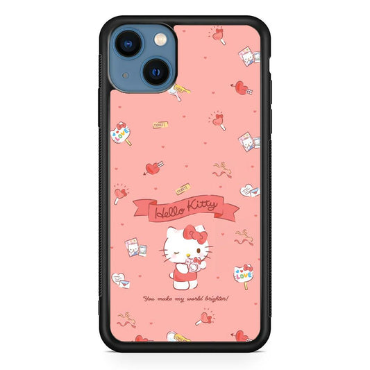 Hello Kitty Brightness of World iPhone 14 Case-Rubber Black (2D Case)-Oxvistore