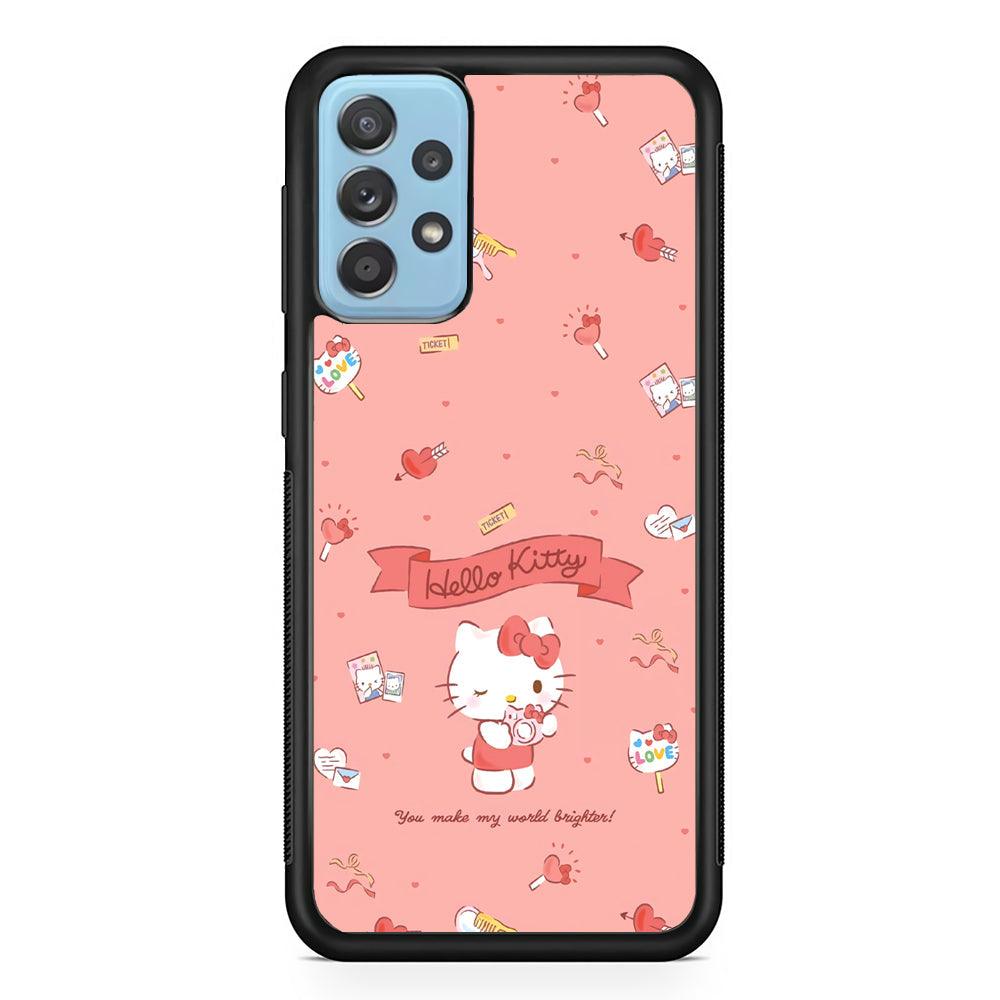 Hello Kitty Brightness of World Samsung Galaxy A72 Case-Rubber Black (2D Case)-Oxvistore