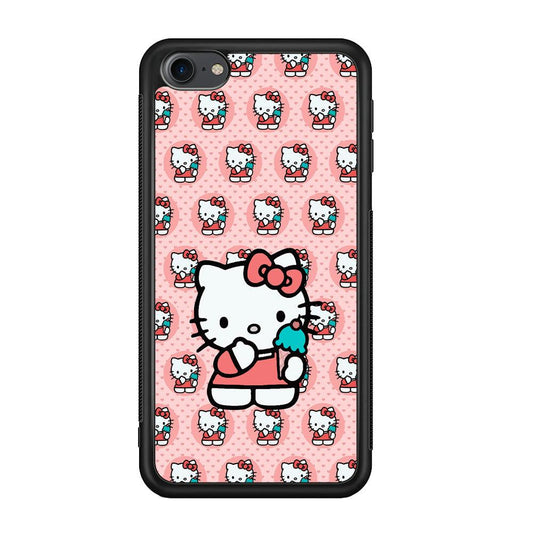 Hello Kitty with Blue Ice Cream iPod Touch 6 Case-Rubber Black (2D Case)-Oxvistore