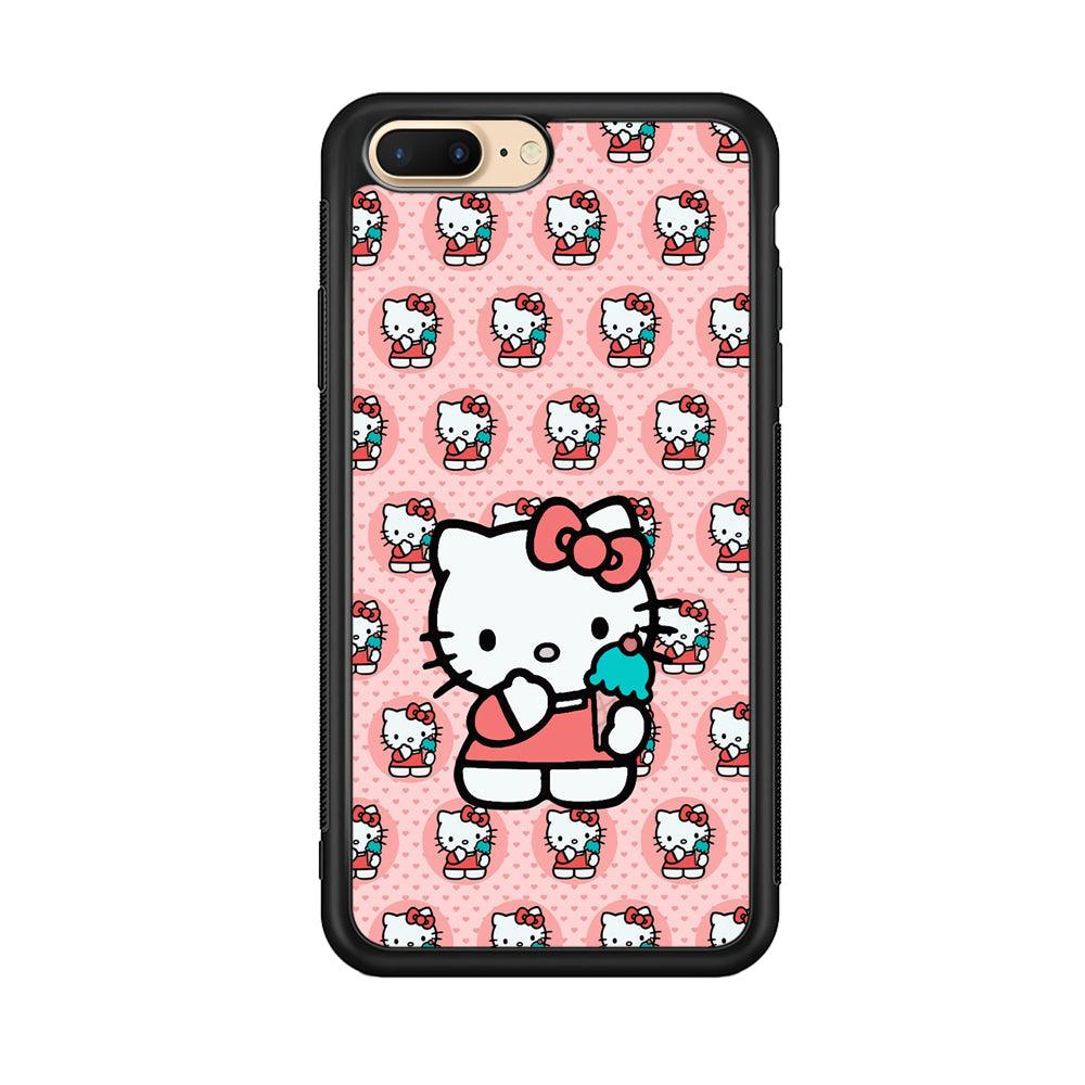 Hello Kitty with Blue Ice Cream iPhone 7 Plus Case-Rubber Black (2D Case)-Oxvistore