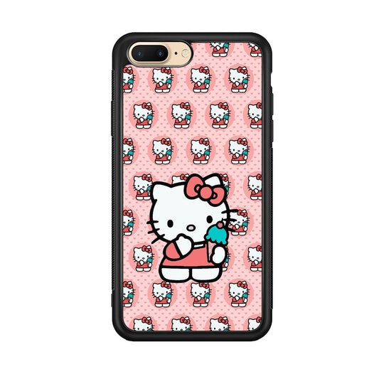 Hello Kitty with Blue Ice Cream iPhone 7 Plus Case-Rubber Black (2D Case)-Oxvistore
