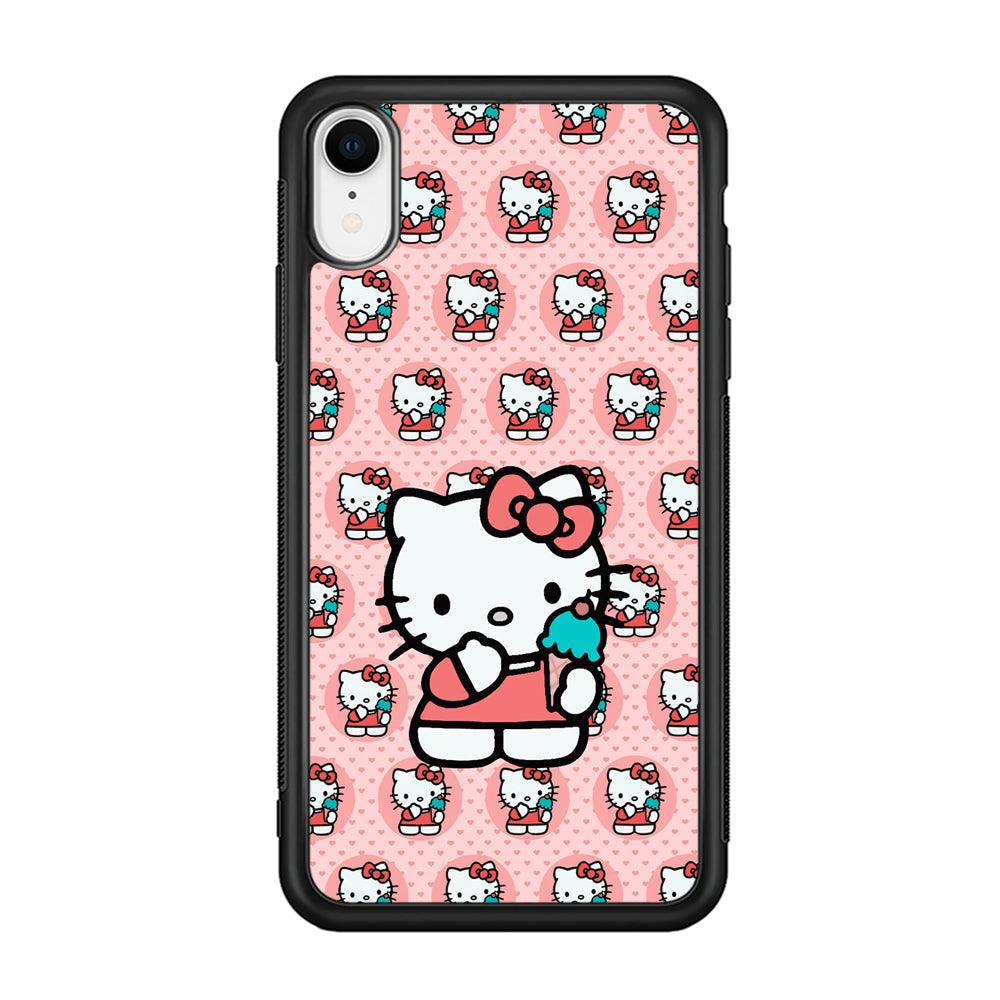 Hello Kitty with Blue Ice Cream iPhone XR Case-Rubber Black (2D Case)-Oxvistore