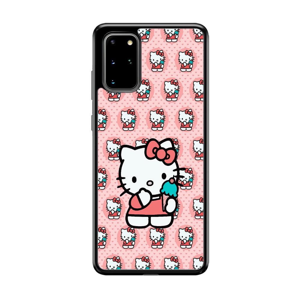 Hello Kitty with Blue Ice Cream Samsung Galaxy S20 Plus Case-Rubber Black (2D Case)-Oxvistore