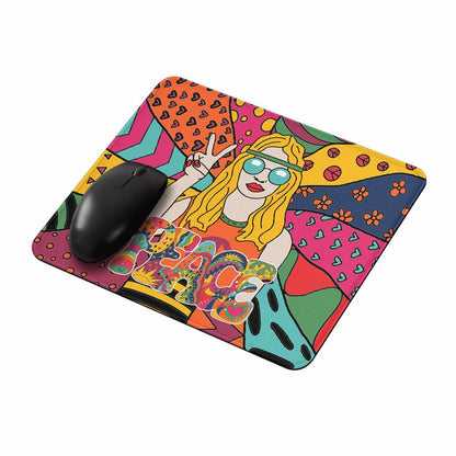 Hippie Peace Sign Girl Mouse Pads-Oxvistore