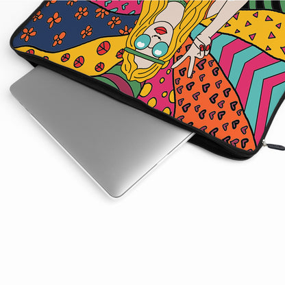 Hippie Peace Sign Girl Laptop Sleeve Protective Cover