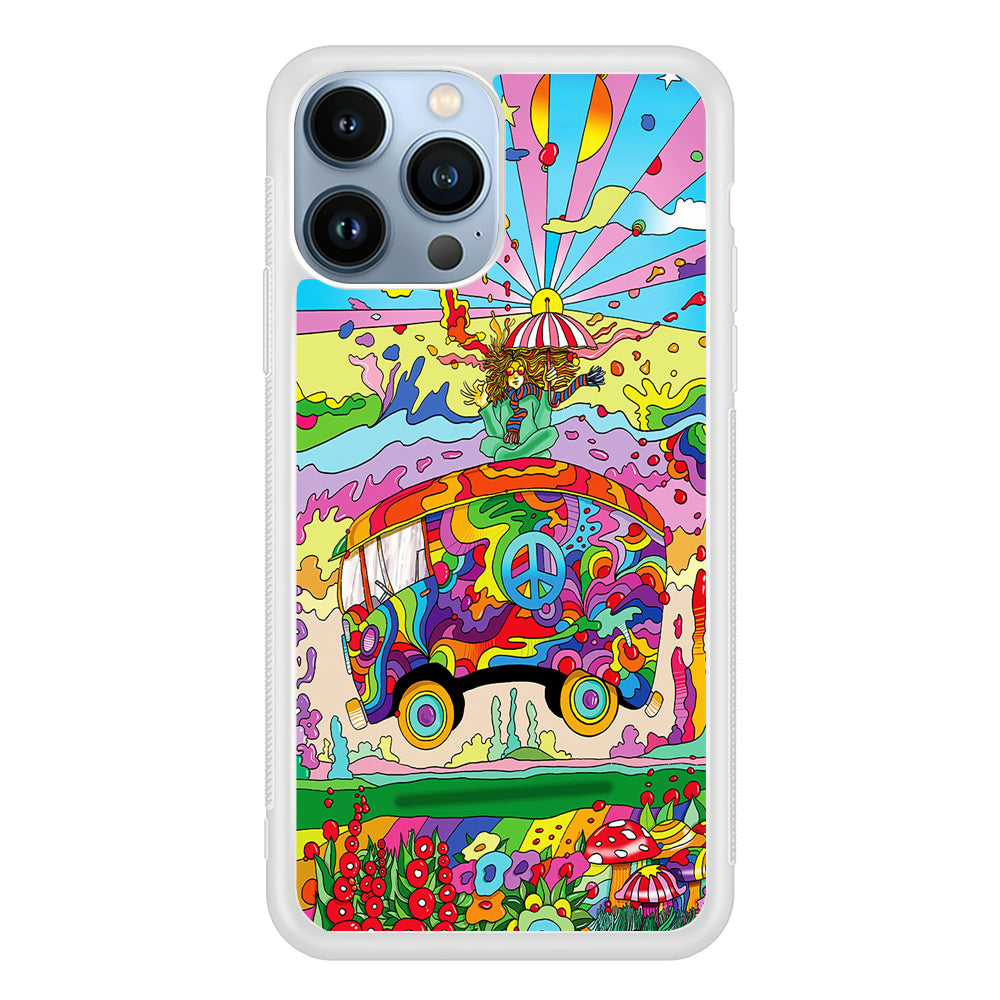 Hippie Trippy Van Rainbow 2D Rubber Phone Case