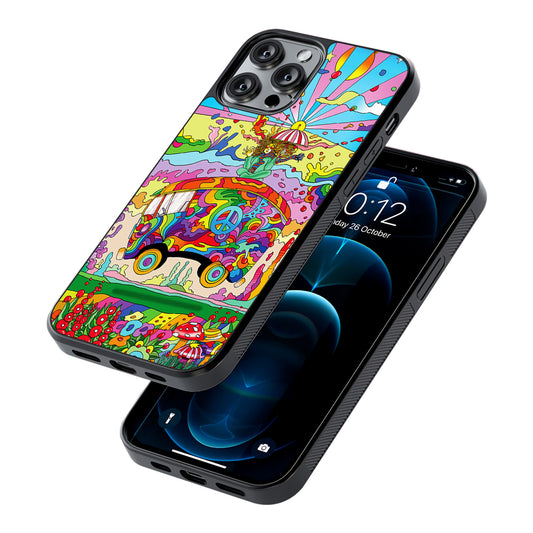 Hippie Trippy Van Rainbow 2D Rubber Phone Case