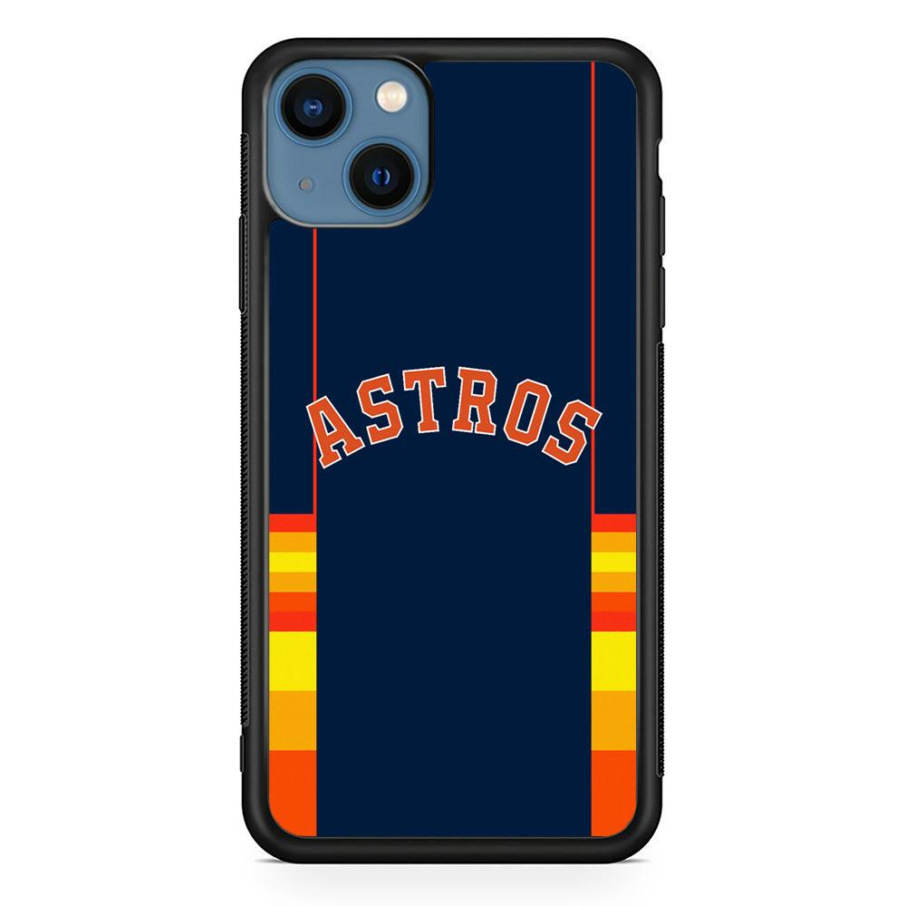 Houston Astros Dark Blue Jersey iPhone 14 Case-Rubber Black (2D Case)-Oxvistore