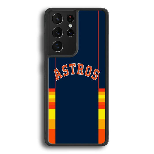 Houston Astros Dark Blue Jersey Samsung Galaxy S22 Ultra Case-Rubber Black (2D Case)-Oxvistore