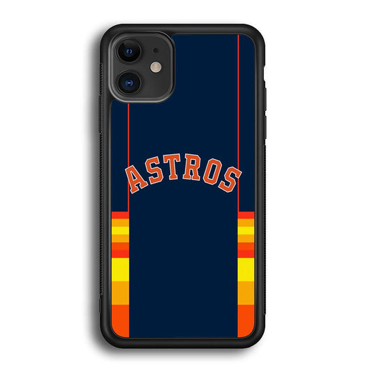 Houston Astros Dark Blue Jersey iPhone 11 Case-Rubber Black (2D Case)-Oxvistore