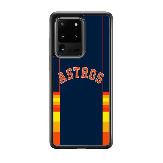Houston Astros Dark Blue Jersey Samsung Galaxy S20 Ultra Case-Rubber Black (2D Case)-Oxvistore