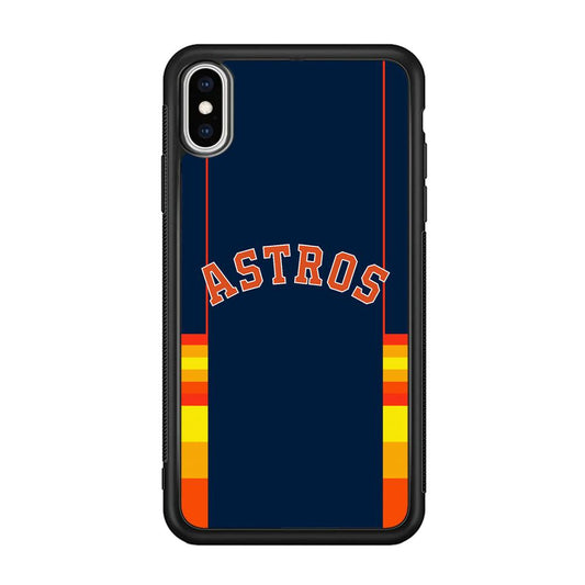 Houston Astros Dark Blue Jersey iPhone Xs Max Case-Rubber Black (2D Case)-Oxvistore