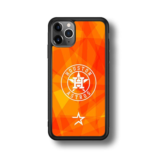 Houston Astros White on Sun Light iPhone 11 Pro Max Case-Rubber Black (2D Case)-Oxvistore