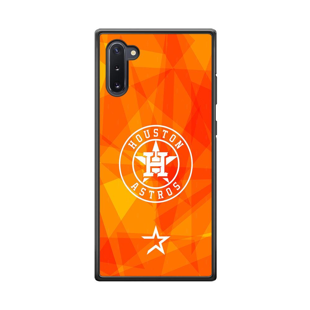 Houston Astros White on Sun Light Samsung Galaxy Note 10 Case-Rubber Black (2D Case)-Oxvistore