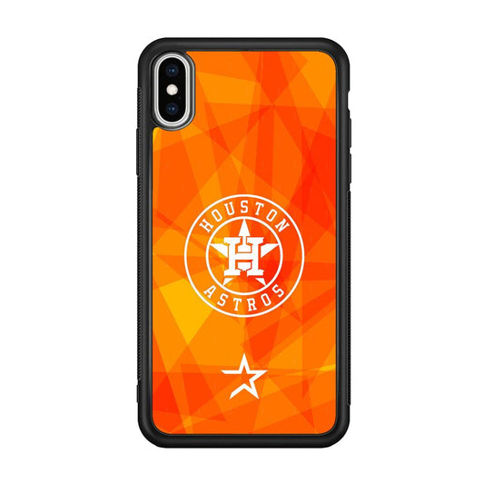 Houston Astros White on Sun Light iPhone XS Case-Rubber Black (2D Case)-Oxvistore