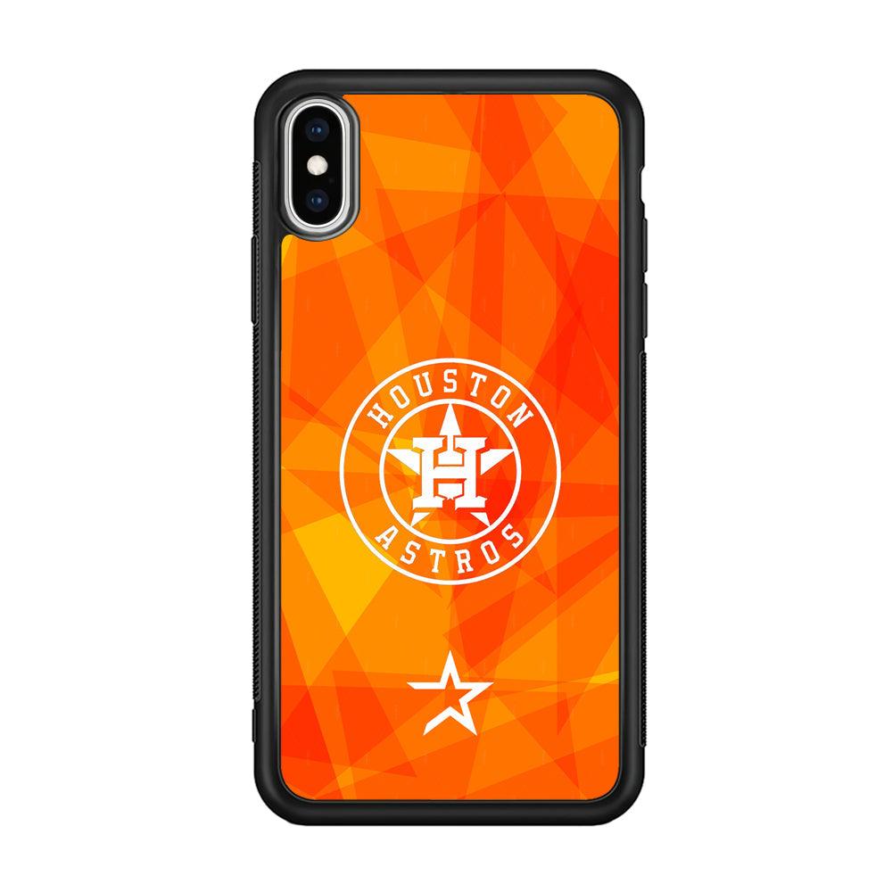 Houston Astros White on Sun Light iPhone X Case-Rubber Black (2D Case)-Oxvistore