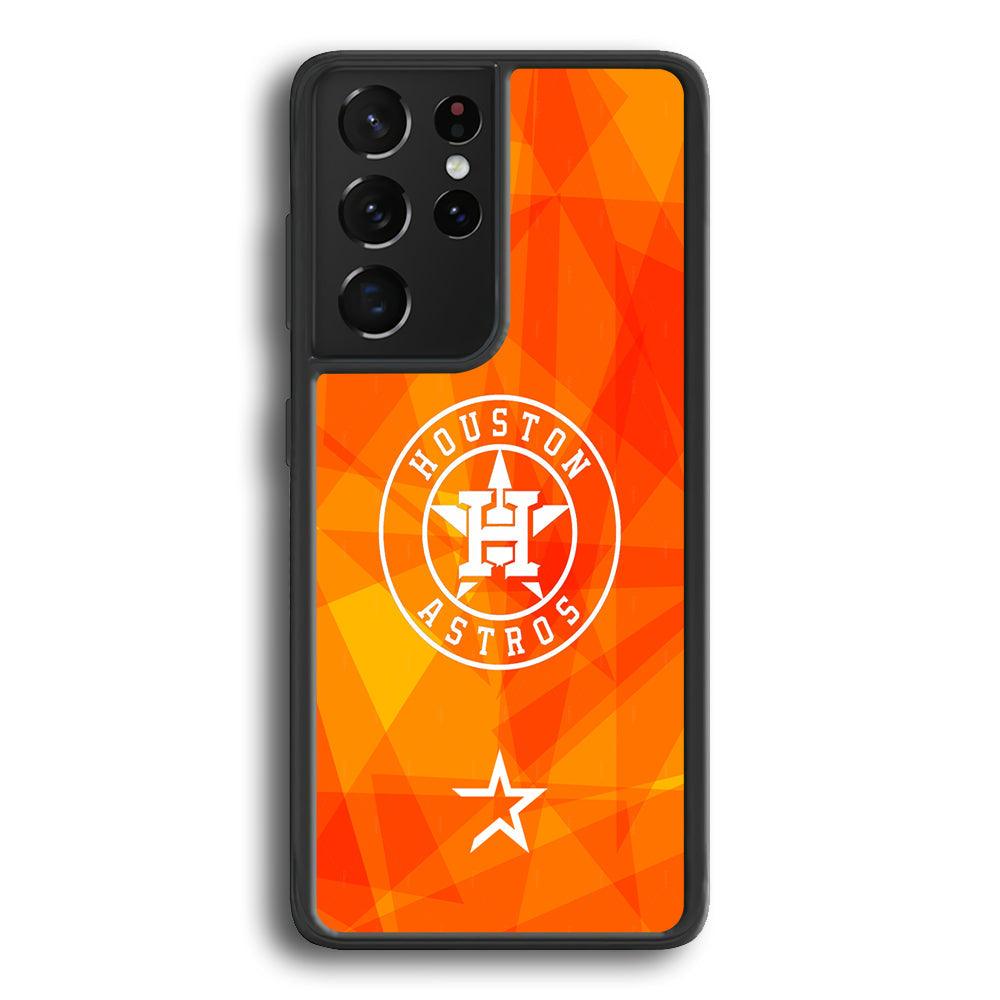 Houston Astros White on Sun Light Samsung Galaxy S21 Ultra Case-Rubber Black (2D Case)-Oxvistore