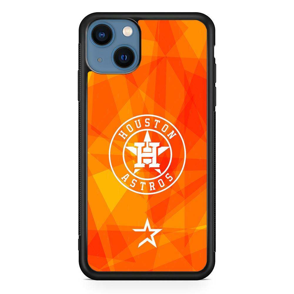 Houston Astros White on Sun Light iPhone 14 Case-Rubber Black (2D Case)-Oxvistore