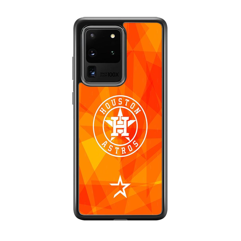 Houston Astros White on Sun Light Samsung Galaxy S20 Ultra Case-Rubber Black (2D Case)-Oxvistore