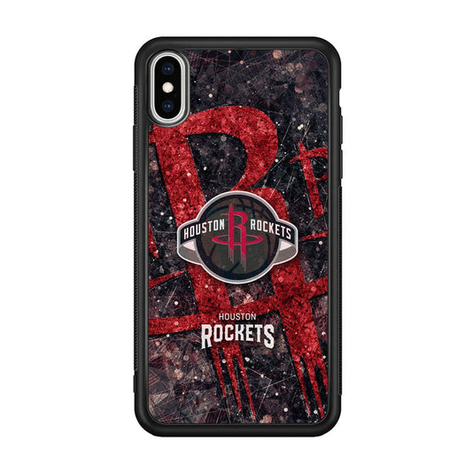 Houston Rockets Glory in Red iPhone XS Case-Rubber Black (2D Case)-Oxvistore