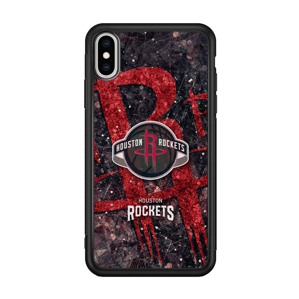 Houston Rockets Glory in Red iPhone Xs Max Case-Rubber Black (2D Case)-Oxvistore