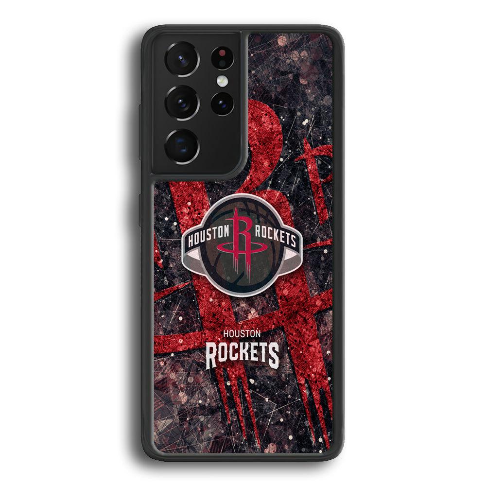 Houston Rockets Glory in Red Samsung Galaxy S24 Ultra Case-Rubber Black (2D Case)-Oxvistore