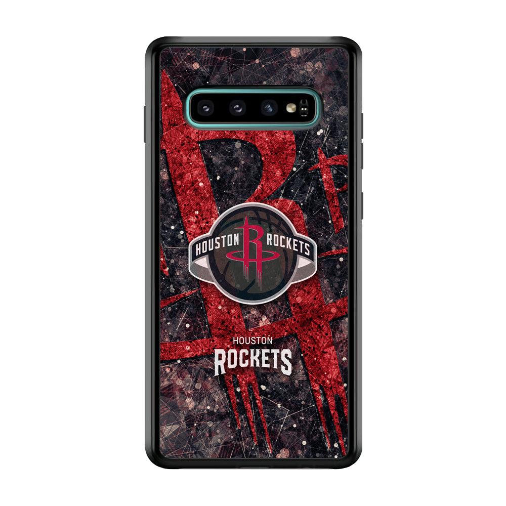 Houston Rockets Glory in Red Samsung Galaxy S10 Case-Rubber Black (2D Case)-Oxvistore