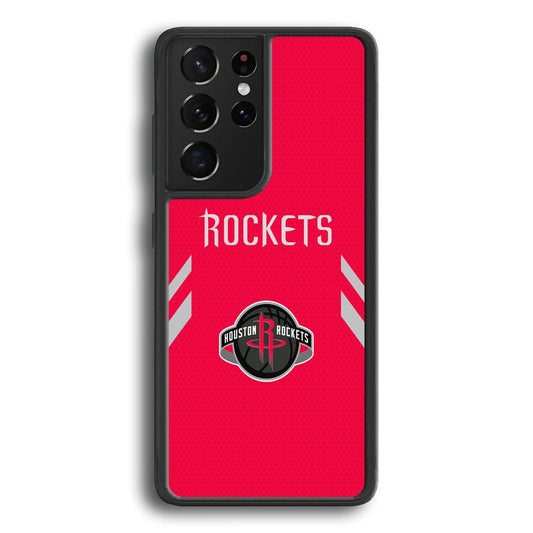 Houston Rockets Sense of Suit Samsung Galaxy S21 Ultra Case-Rubber Black (2D Case)-Oxvistore