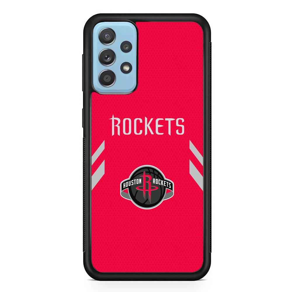 Houston Rockets Sense of Suit Samsung Galaxy A72 Case-Rubber Black (2D Case)-Oxvistore
