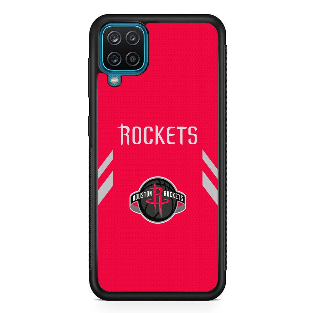 Houston Rockets Sense of Suit Samsung Galaxy A12 Case-Rubber Black (2D Case)-Oxvistore
