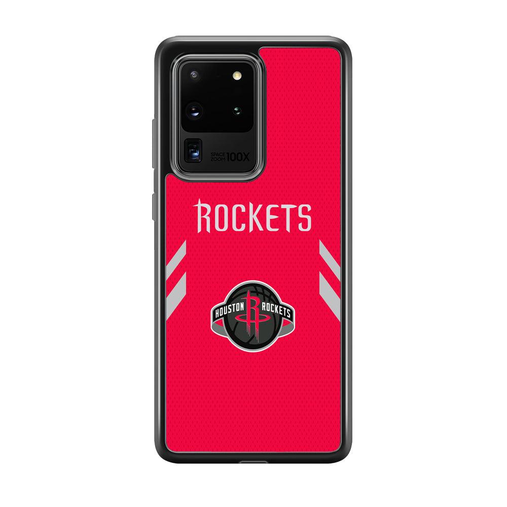 Houston Rockets Sense of Suit Samsung Galaxy S20 Ultra Case-Rubber Black (2D Case)-Oxvistore