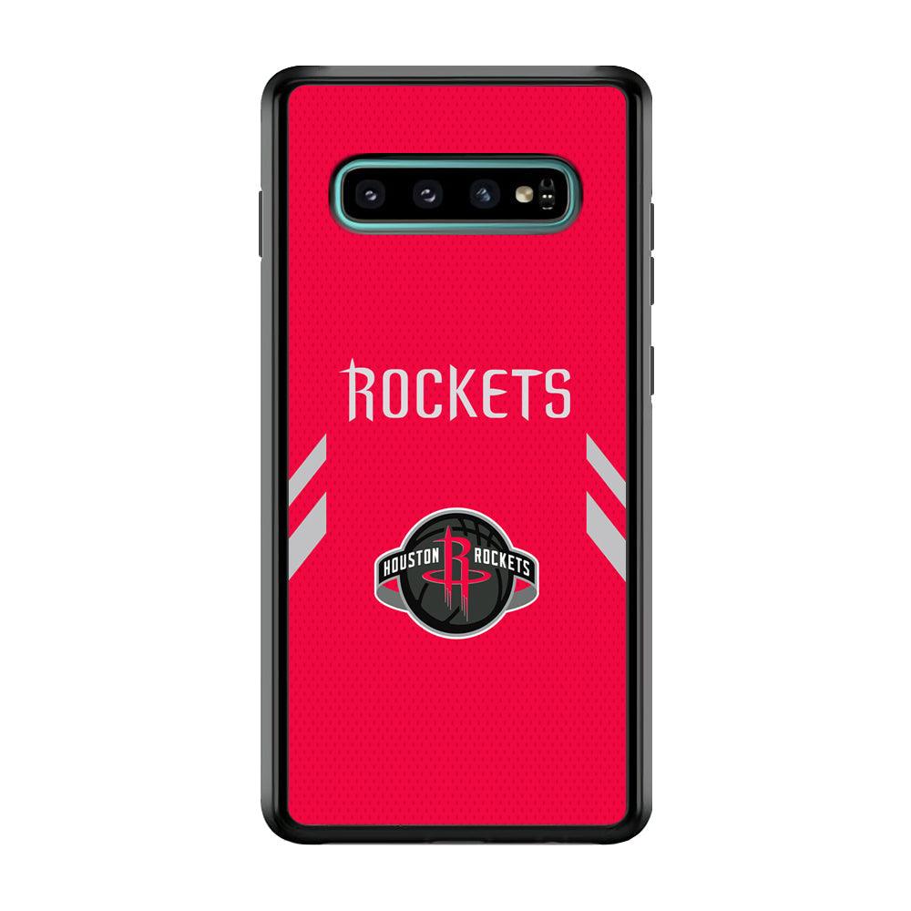 Houston Rockets Sense of Suit Samsung Galaxy S10 Case-Rubber Black (2D Case)-Oxvistore