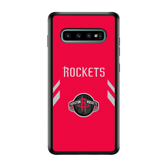 Houston Rockets Sense of Suit Samsung Galaxy S10 Case-Rubber Black (2D Case)-Oxvistore