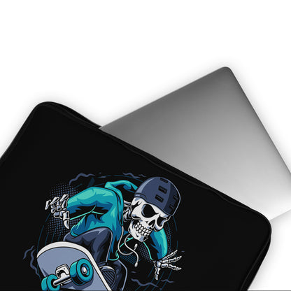 Human Skull Skateboarder Laptop Sleeve Protective Cover