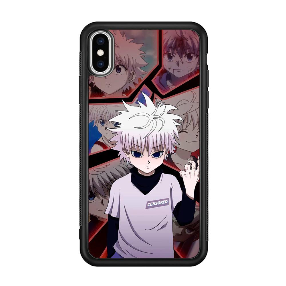 Hunter X Hunter Killua Cold Stare iPhone XS Case-Rubber Black (2D Case)-Oxvistore