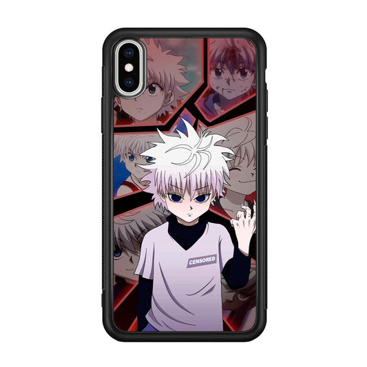 Hunter X Hunter Killua Cold Stare iPhone XS Case-Rubber Black (2D Case)-Oxvistore