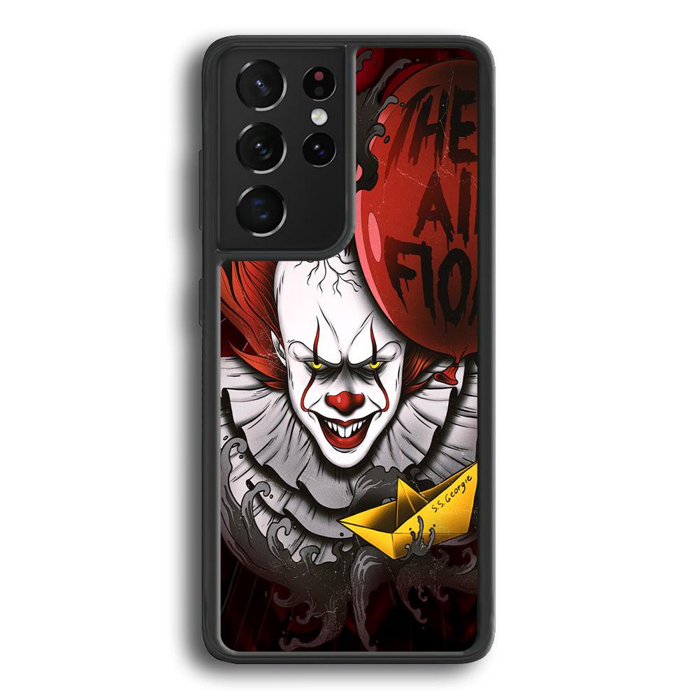 IT Pennywise All Float Samsung Galaxy S24 Ultra Case-Rubber Black (2D Case)-Oxvistore