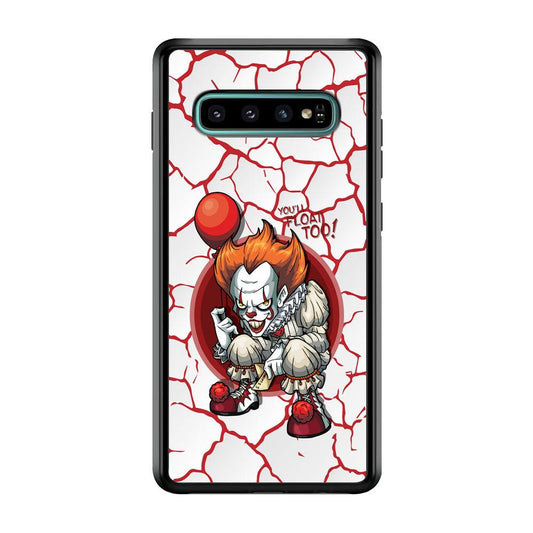 IT Pennywise Cracking The Curse Samsung Galaxy S10 Case-Rubber Black (2D Case)-Oxvistore