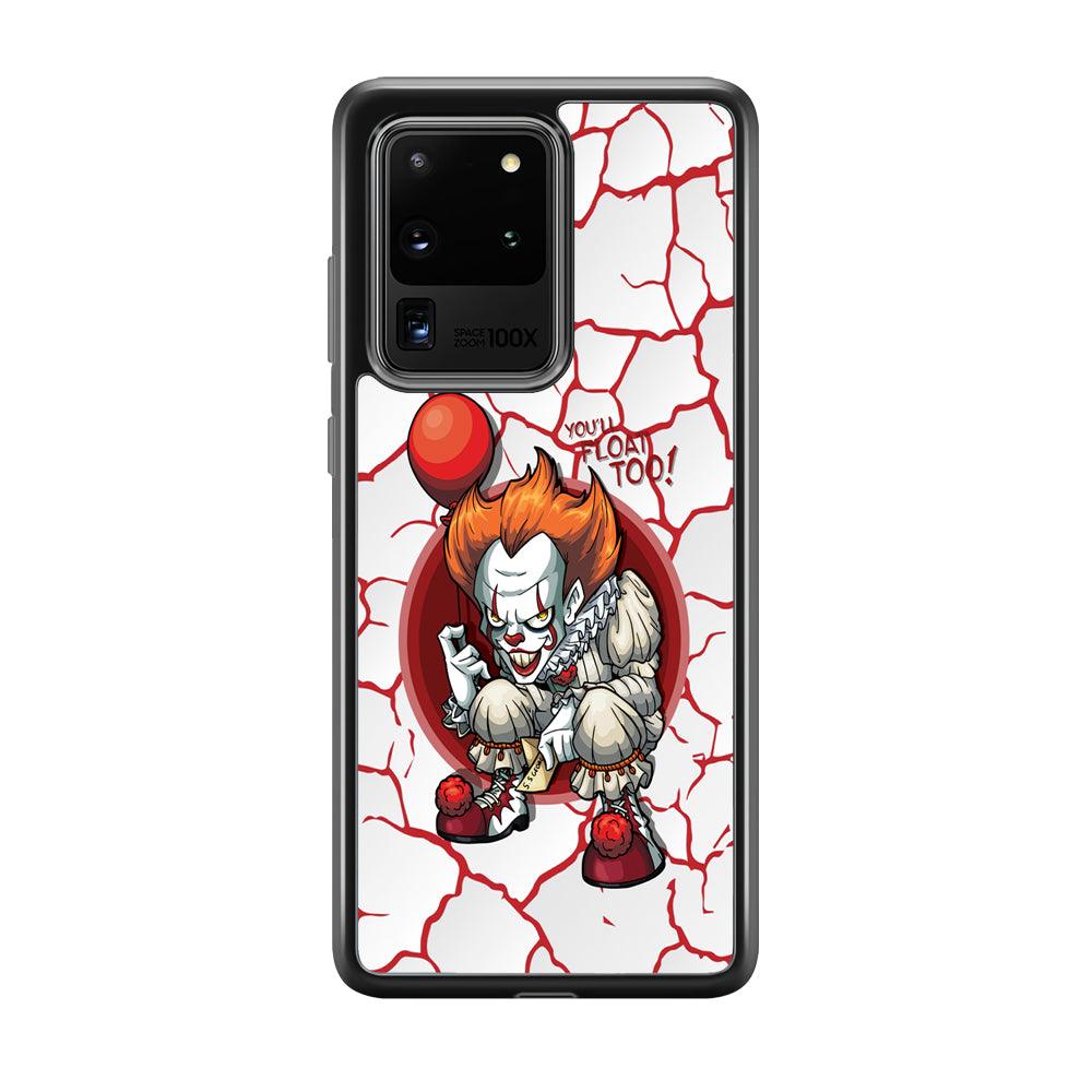 IT Pennywise Cracking The Curse Samsung Galaxy S20 Ultra Case-Rubber Black (2D Case)-Oxvistore