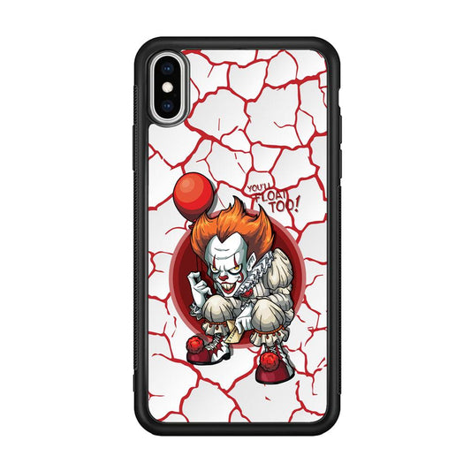 IT Pennywise Cracking The Curse iPhone XS Case-Rubber Black (2D Case)-Oxvistore
