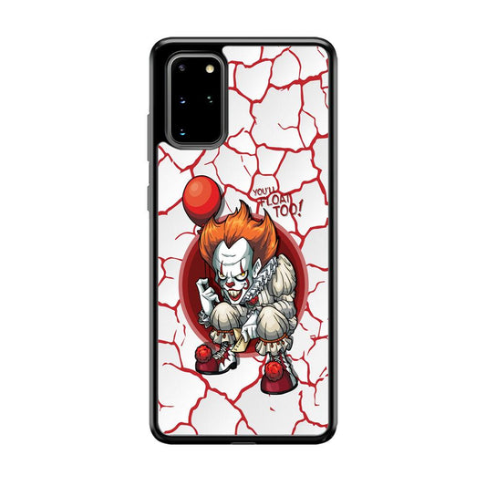 IT Pennywise Cracking The Curse Samsung Galaxy S20 Plus Case-Rubber Black (2D Case)-Oxvistore