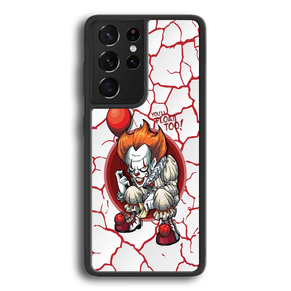 IT Pennywise Cracking The Curse Samsung Galaxy S22 Ultra Case-Rubber Black (2D Case)-Oxvistore